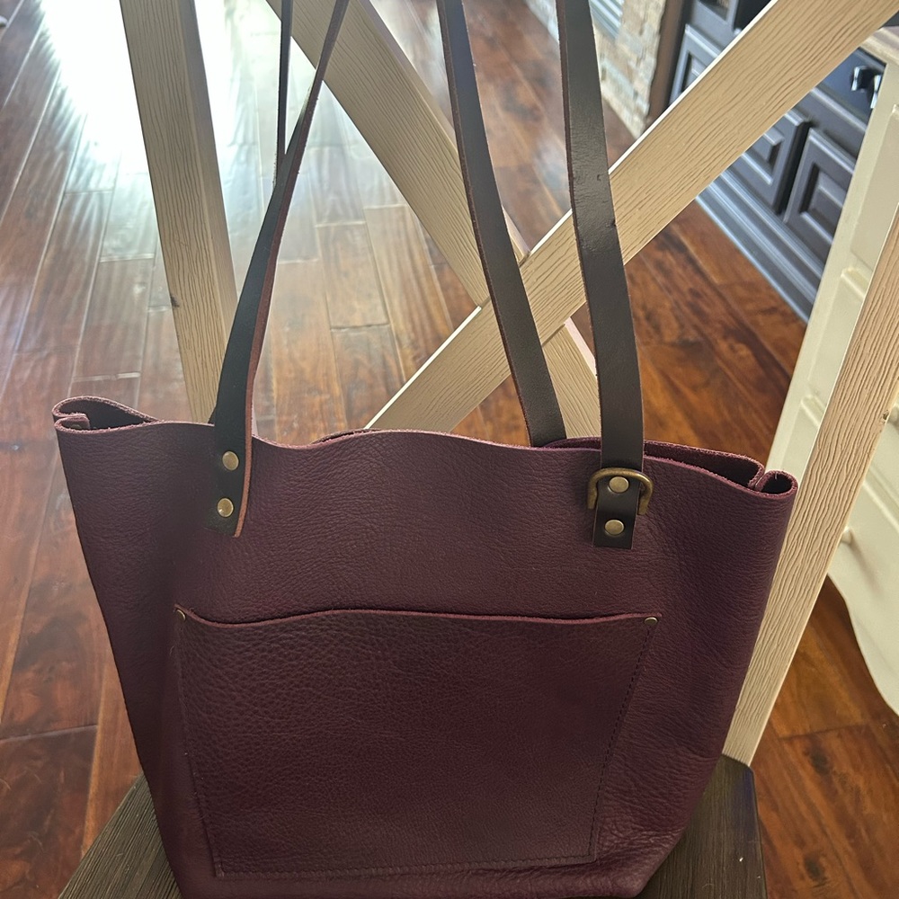 Portland Leather Deep Purple Tote Bag